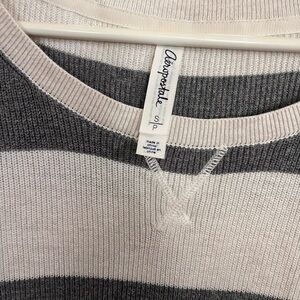 Aeropostale Striped Knit Top in Gray and Cream
